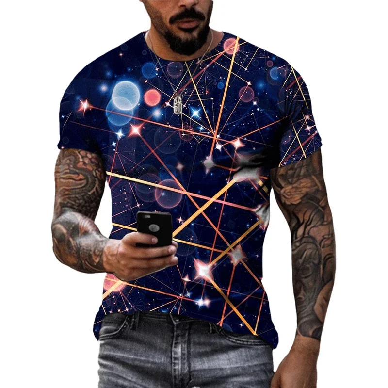 

Summer Men's Three-dimensional Irregular Figure 3Dt Shirt Fashion Casual Abstract Printed Round Neck Short-sleeved T-shirt Top