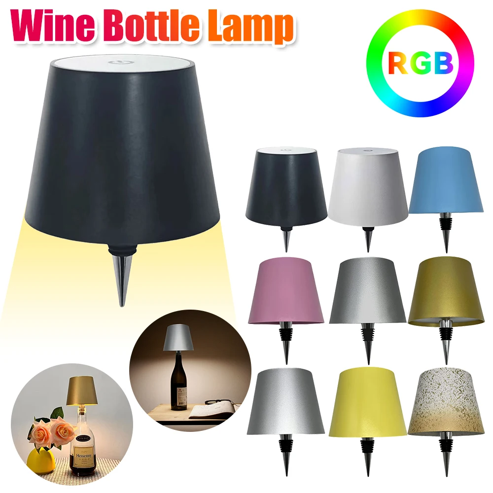 Portable Touch Table Lamp Wireless Wine Bottle Lamp Wine Bottles Light Dining Table Light Christmas Birthday Party Decoration 2