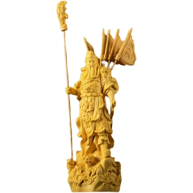 Side view of wooden Guan Yu sculpture