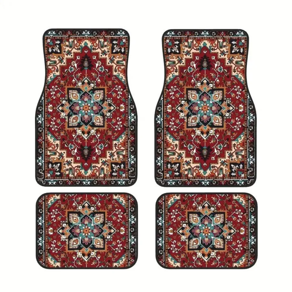 4Pcs Böhmischen Auto Fußmatten Anti-slip Heavy Duty Persischen Teppich Schmutzig Beständig Auto Dekoration Auto Boden Schutz Teppiche