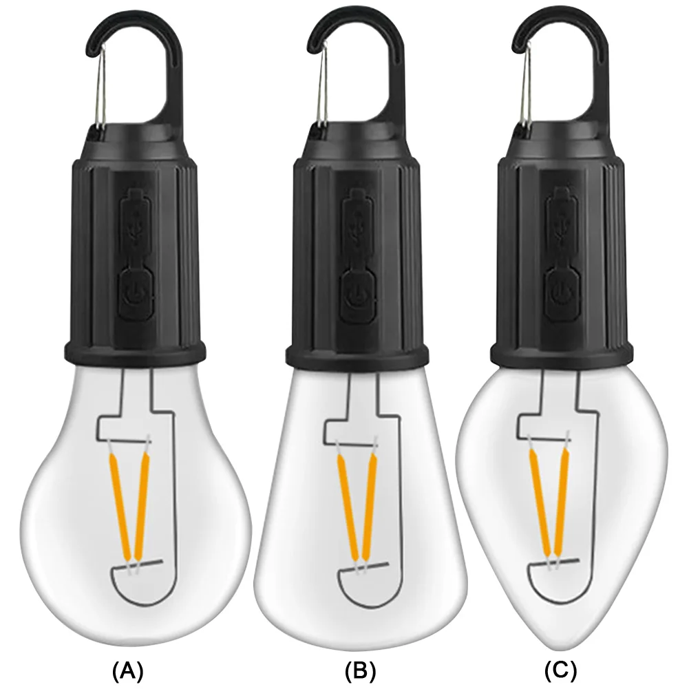 Retro Light Bulb Waterproof 3 Modes Camping Tent Night Light with Hook 400mAh Lighting Decor Lantern for Garden Party Decoration