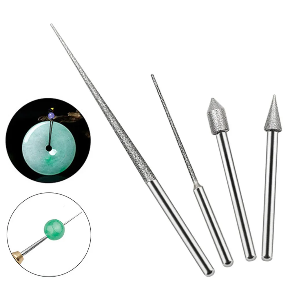 

4Pcs Drill Grinding Head Needle 150 Grit Engraving Carving Polishing Rods For Jade Jewelry Hole Punching Electric Grinder Tools