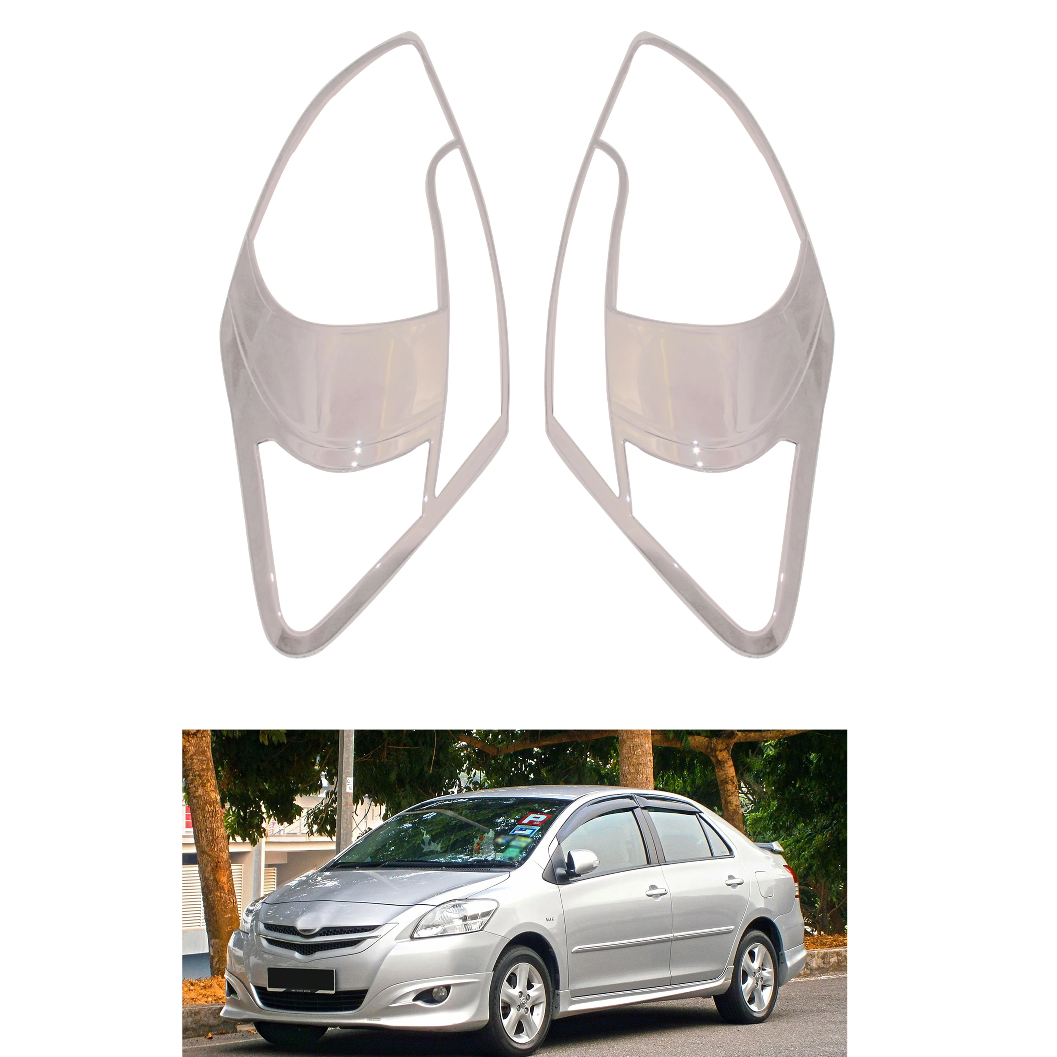 

2008 2010 2012 For Toyota Vios xp90 Yaris Sedan ABS Chrome Head Light Lamp Cover Trim Protector Sticker Car Styling Accessory