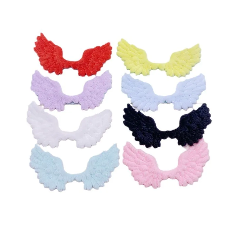 48 Stück 6,8x3,5 cm gepolsterte Filz geprägte Engels flügel Applikationen für Kinder Hut Nähen DIY Haars pange Zubehör Stoff Patches – Detail 1