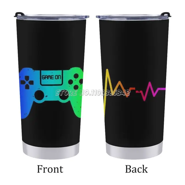 Videojáték -Vezérlő Szívverés Játékosmaszk És Még Több Utazási Bögre Jégpohár 304 Rozsdamentes Acél Vákuum Szigetelt Autó Csésze Kávé G - Image 3