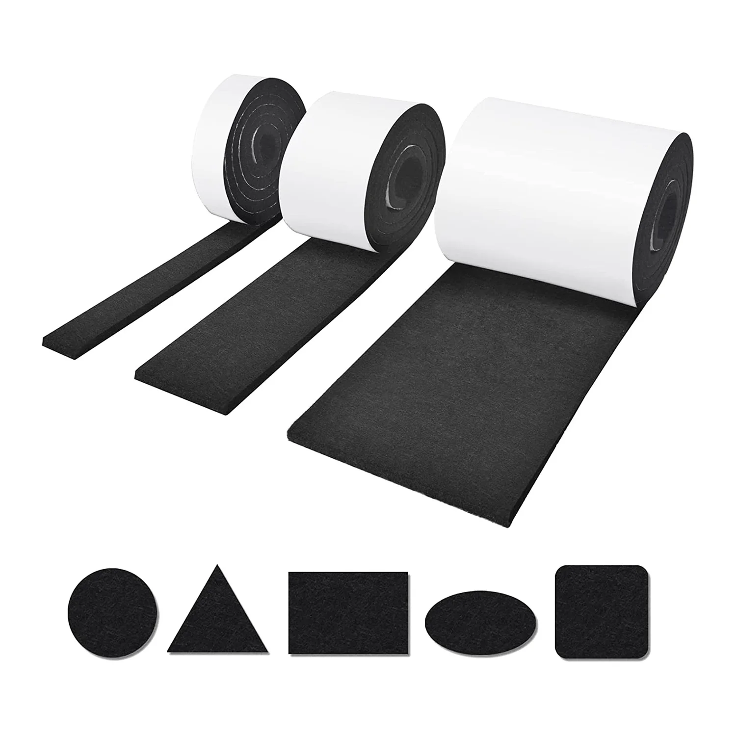 Self-Adhesive Felt Gliders 3 Rolls (100 x 10 cm + 100 x 5 cm + 100 2 cm) 5 mm for Chairs self adhesive felt gliders