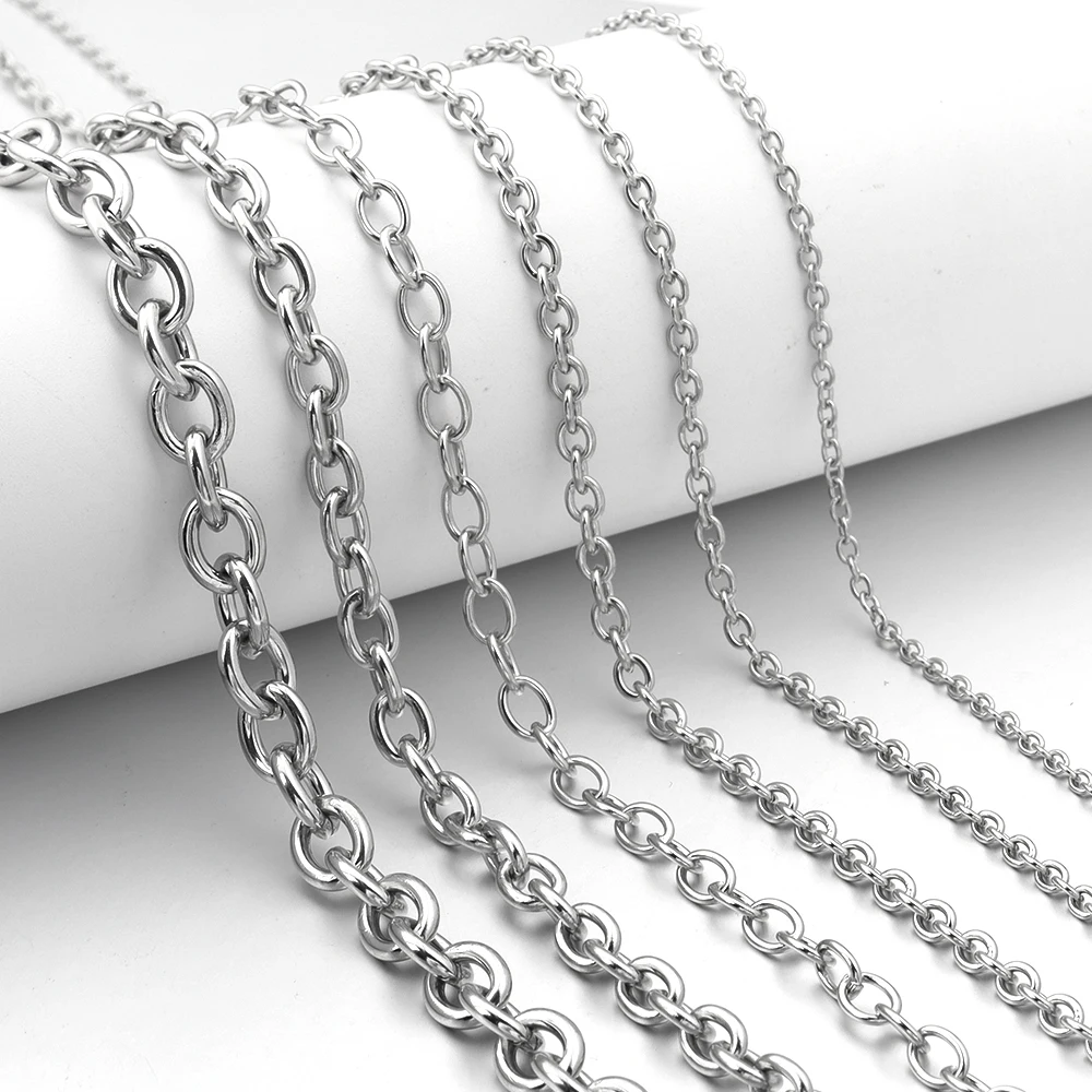 Stainless Steel O-Link Chains for Jewelry Making - 5 Yards/Lot, Multiple Sizes Available