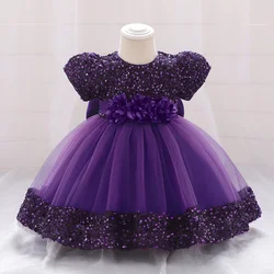 Toddler Girls Elegant Princess Dress Birthday Clothes Bow Cute Baby Baptism Gown Kids Wedding Party Vestidos Christmas Costume