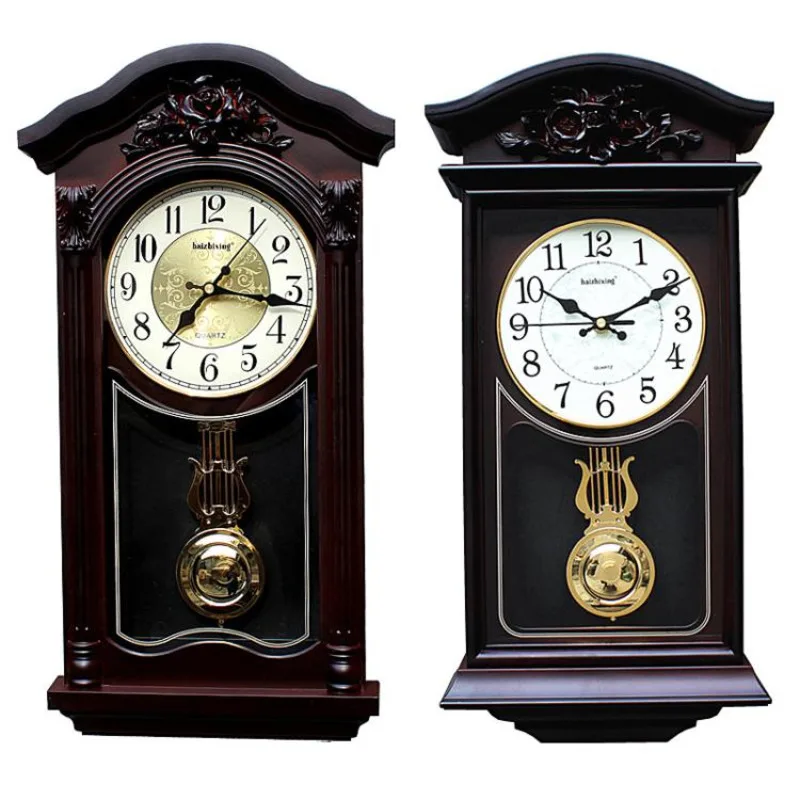 

New Chinese Large 3D Wall Clock Vintage Living Room European Pendulum Wall Clocks Retro Modern Design Saat Home Farmhouse Decor