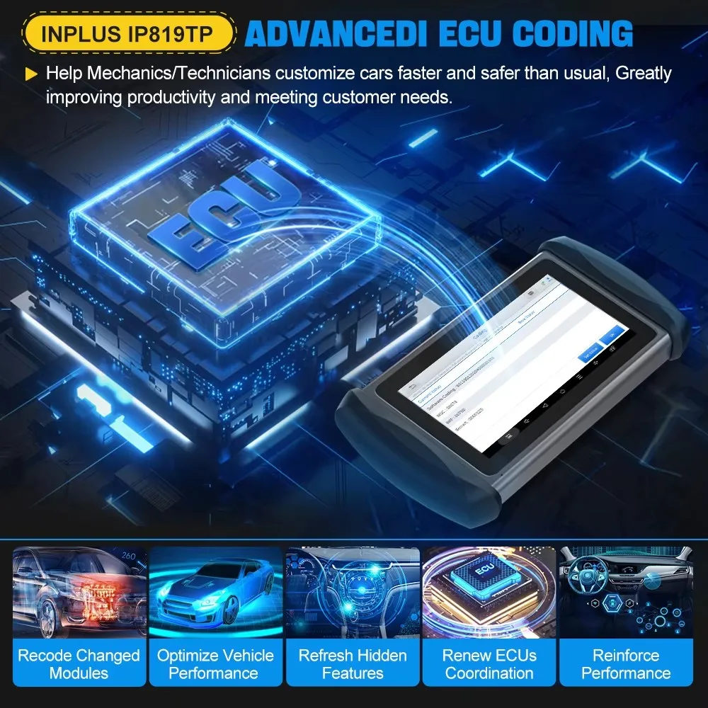 XTOOL InPlus IP819TP Bluetooth TPMS Tire Diagnostic Tool 315MHz & 433MHz, TPMS Diagnose, Relearn, Programming TS100 Sensors