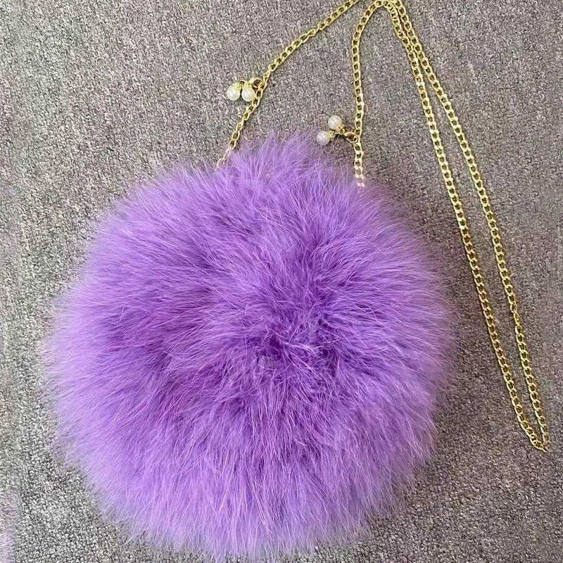 2022 Luxury Ostrich Feather Party Evening Clutch Bag Women Wedding Purses and Handbags Small Shoulder Chain Bag Designer Bag