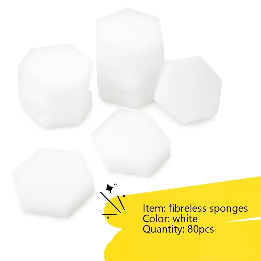 80Pcs 육각형 소프트 스폰지, 린트 프리 네일 물티슈, 아크릴 손톱 젤 폴란드어 매니큐어 제거 도구