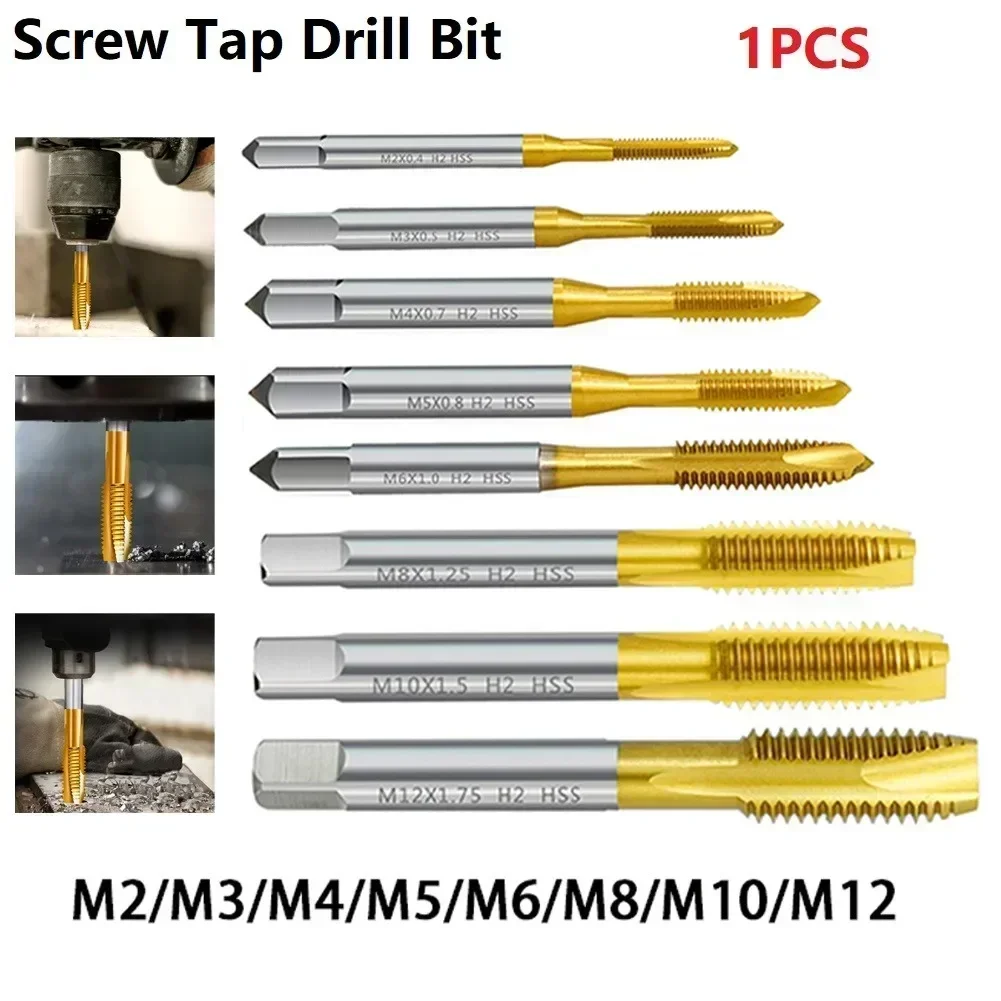 HSS Titanium-Coated Screw Tap Drill Bit – M16x2.0 Metric Straight Flute Thread Tap – Right-Hand – For Metal & Machinery