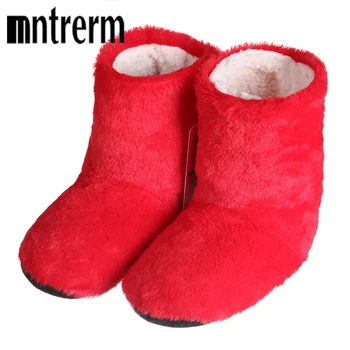 Mntrerm 2022 긴 튜브 슬리퍼 코 튼 슬리퍼 여성 겨울 따뜻한 집 토끼 머리 신발 겨울 부드러운 바닥 실내 플러시 슬리퍼