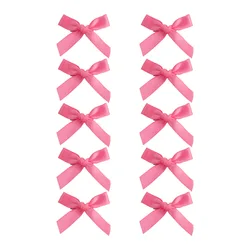 Pack of 10 Adorable Mini Ribbon Bow Hair Clips for Girls - Korean Style Hairpins & Barrettes (Rose Red)