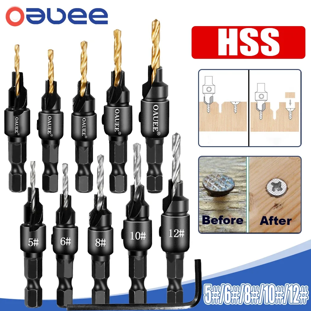 Drill Bits 4/5PCS Conical Drill Bit Countersink Drill Woodworking Pilot Holes HSS Universal Counterbore Cutter Screw Hole