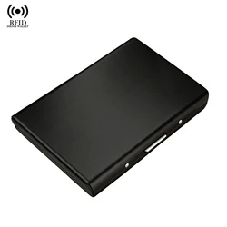 RFID Protected Metal Slim Wallet - Compact Bifold Credit Card Holder (Black)