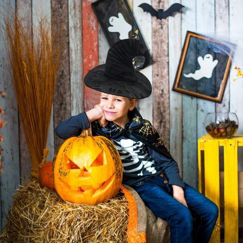 

Плиссированная шляпа ведьмы с рваной дыркой для головных уборов для выступлений взрослых на Хэллоуин