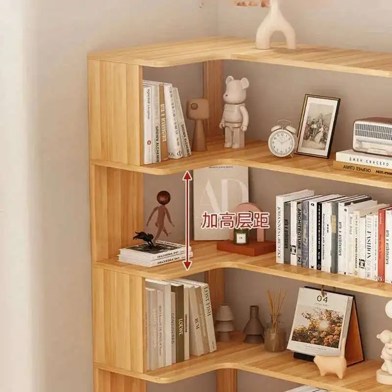 Modern Multi-layer Bookcases for Study Solid Wood Corner Storage Bookcase Household Bookshelf for Library