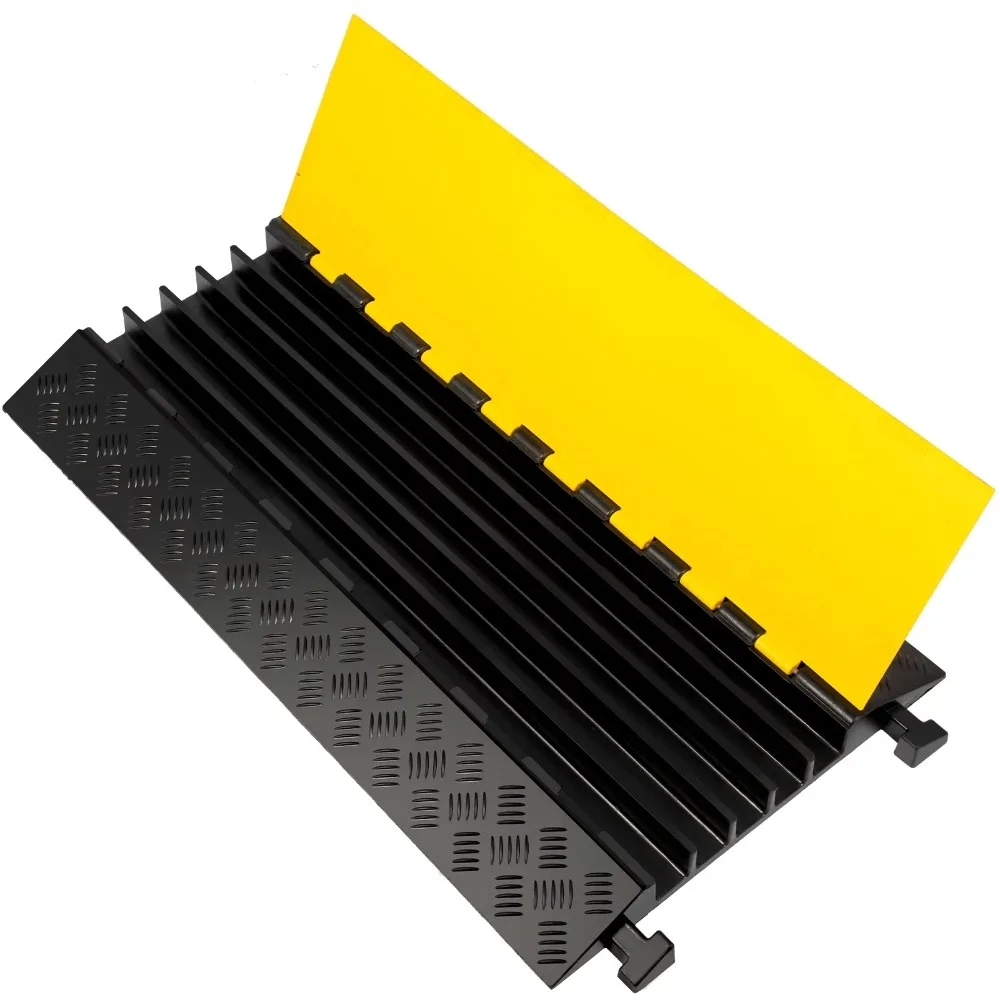 

Extreme Heavy Duty Protective Wire Cord Ramp Driveway Rubber Traffic Speed Bumps Cable Protector, Black and Yellow