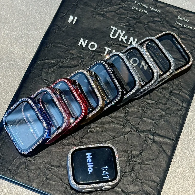 Luxury Crystal-Embellished Watch Case with Screen Protector