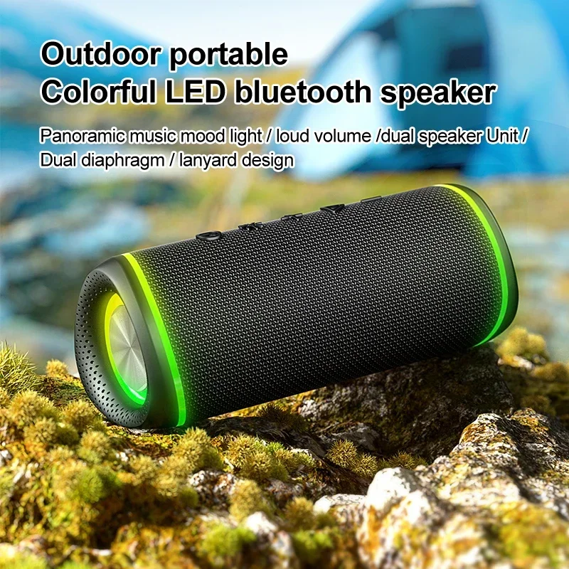 

Light Outdoor Fabrice Mesh Portable Waterproof Stereo Wireless Boombox Rockmia EBS-609 16W Bluetooth Speaker Bt5.3 With RGB