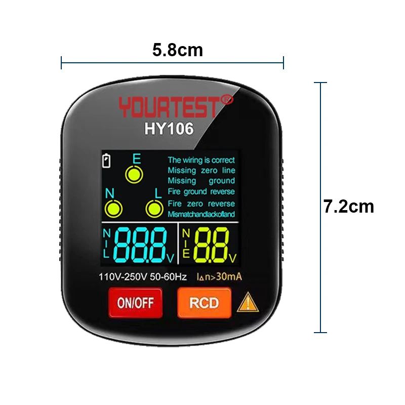 YOURTEST Socket Tester Voltage Test Digital Outlet Socket Detecter EU/UK/US Smart Voltage Detector Multi-function Electroscope 6