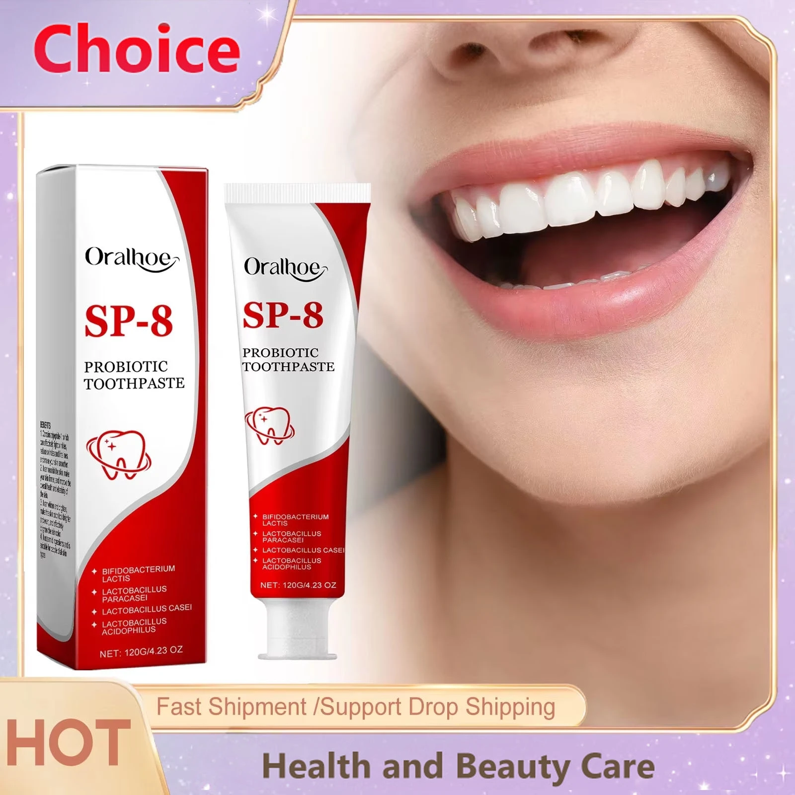Sp-8 Probiotic Teeth Whitening Product Brightening Mint Fresh Breath Deep Cleaning Remove Plaque Stains Oral Hygiene Toothpaste