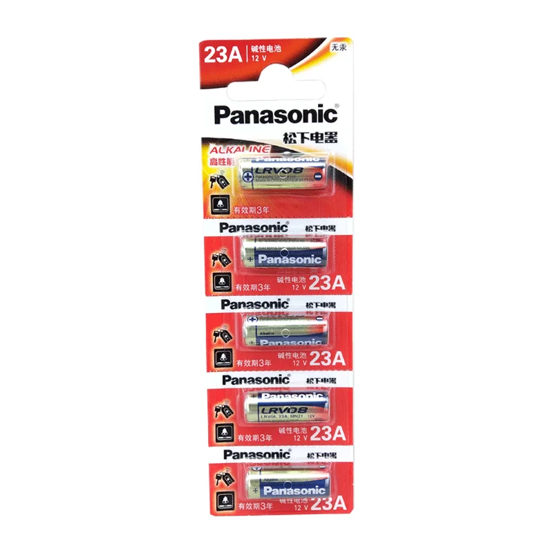 Alkaline Battery Disposable Battery Panasonic 5PCS 12V 23A A23 LRV08 Alkaline Battery For Car Remote Control Doorbell Toys 23GA A23S E23A EL12 L1028 GP23A Dry Cell