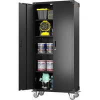 72 Inches Metal Garage Storage Cabinet with Wheels, Locking Metal Storage Cabinet with 4Shelves, Rolling Tool Storage 1