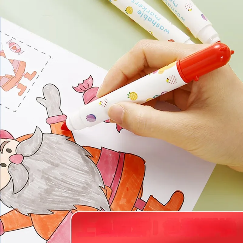 M&G 24-Color Washable Children Watercolor Pencils Food-Grade Tapered Tip Paintbrushes for Kindergarten Painting Hand-Drawing