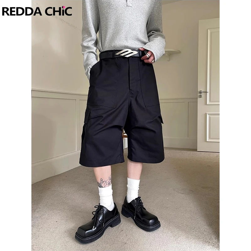 

Брюки-карго REDDACHIC мужские Плиссированные с широкими штанинами, повседневные мешковатые штаны с большими карманами и регулируемой талией, Повседневная летняя Корейская уличная одежда