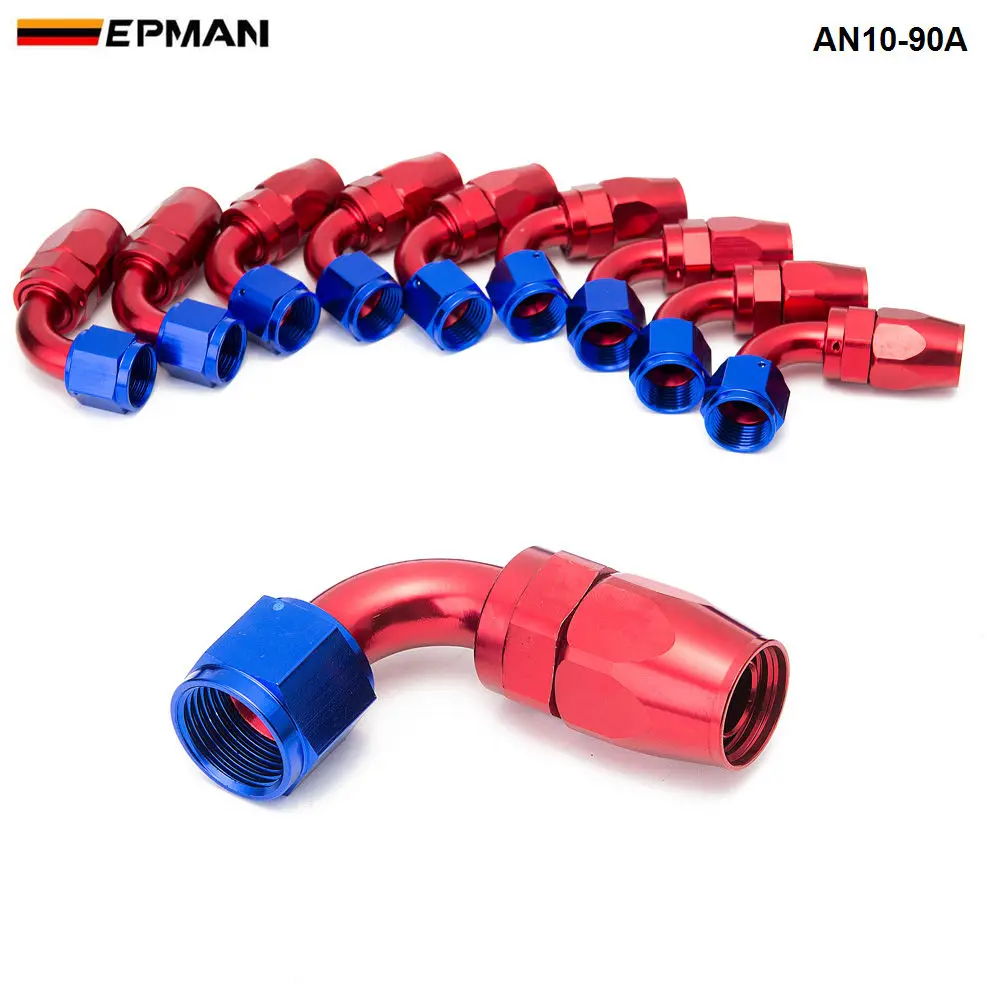 10pcs /set 90degree High Performance An10 Hose End Fitting Aluminum Oil Cooler Hose Fitting An10