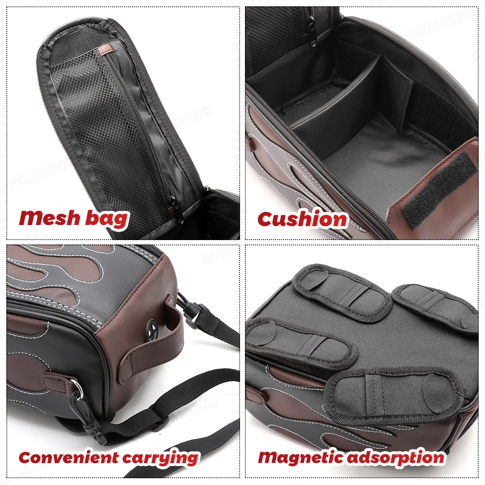 Motorcycle PU Leather Waterproof Oil Fuel Tank Magnetic Travel Bag for Honda CM500 Yamaha Suzuki Harley Sportster BM