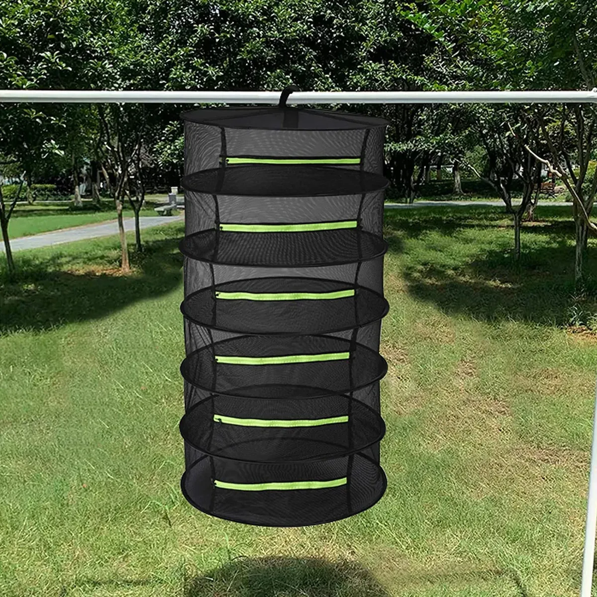 2-8 Layer Herb Drying Rack Net Mesh with Green Zippers Hydroponics, Drying Rack Herbs for Plant Bud Seed, Herb Dry Net With Hook 6
