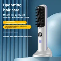 Mini USB Rechargeable Hair Straightener Brush, Portable Electric Straightening Comb with Lcd Display - Travel-Friendly Cordless 2