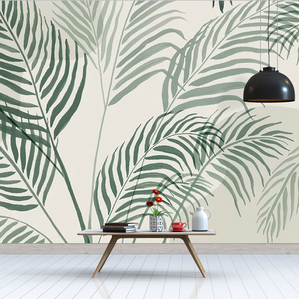 Moderno Botânico Verde Palmeira Folha de Tinta Tropical 3d Mural Papel Parede para Corredor Casa Escritório 3d Palmetto Decoração da Foto
