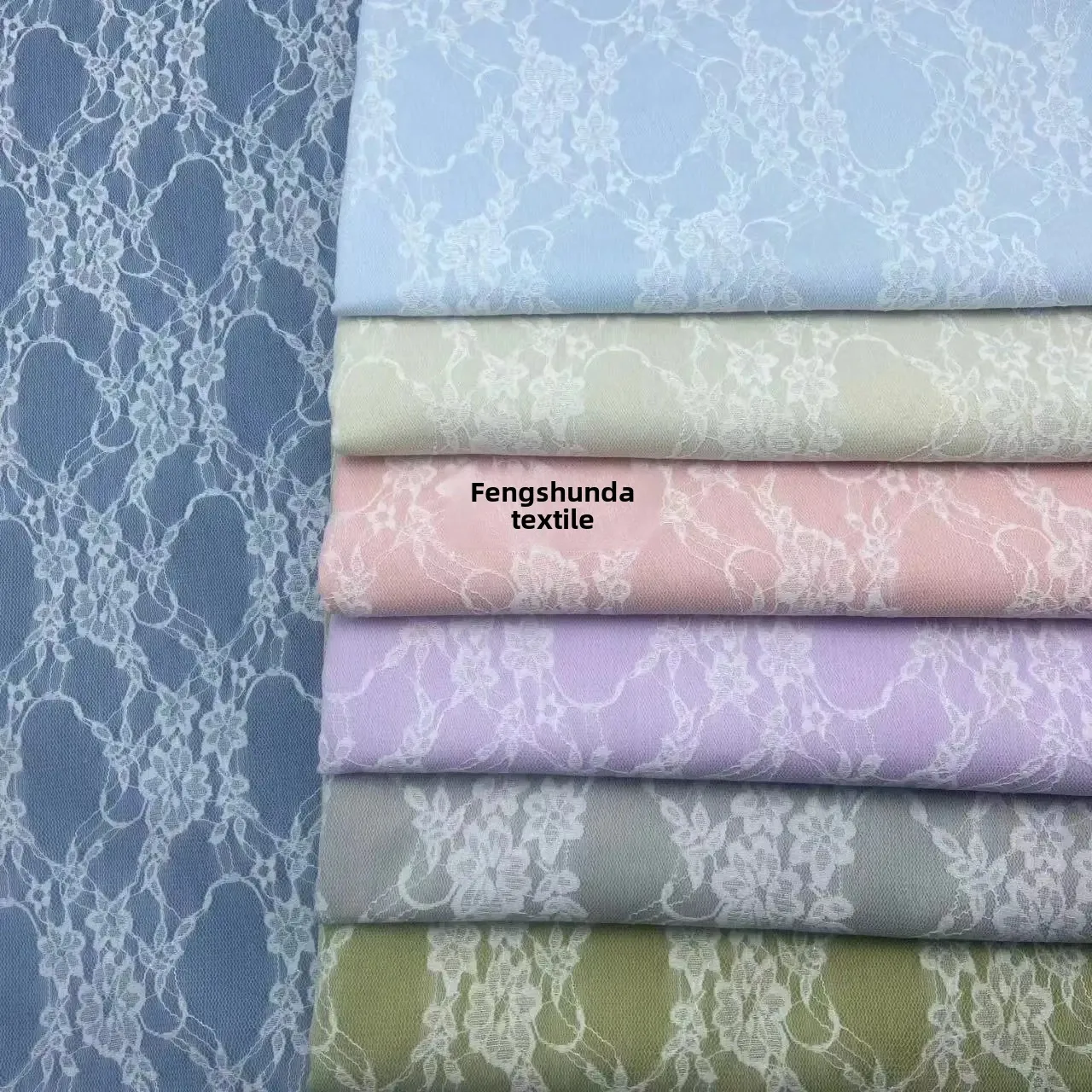 Colorful Lace Denim Fabric Outerwear Pants Skirts for Clothing Designers Washed Fabric Material from Mainland China