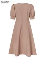 ZANZEA Elegant Summer Office Work Dress Women Half Sleeve Slim A-line Vestidos Fashion Solid Knee-length Sundress Robe Femme - Image 5