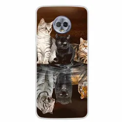 Lovely Cat Soft TPU Silicone Transparent Phone Case | Clear Bumper Cover for Moto G6 Play (Colorful)
