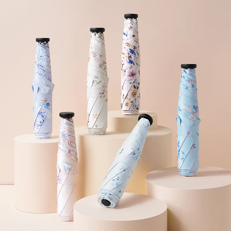 Ultra-light Umbrella Three-fold Feather Compact Portable Wind-resistant Vinyl Rain or Shine Sun Umbrella