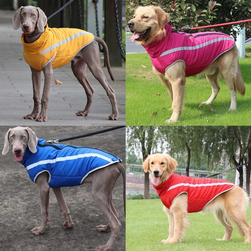 Dogs Step In Clothes Dog Winter Hooded Coat Puppy Waistcoat Autumn Outwears Skin Friendly Reflective Vest Pet Supplies 090C