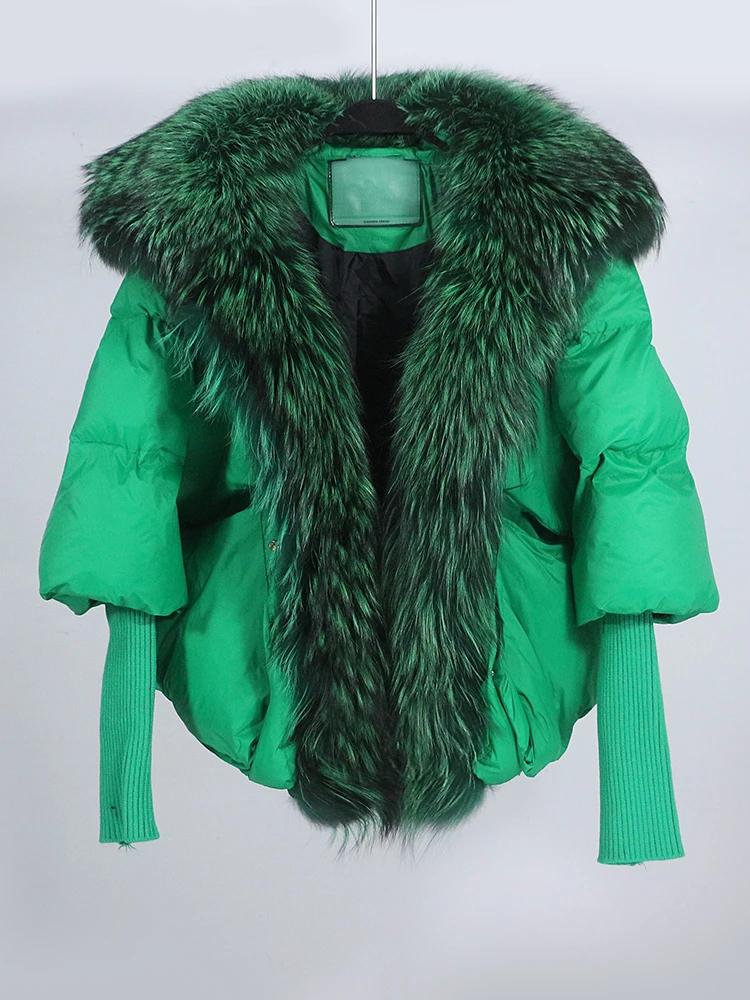 

Новинка Осень-зима 2023, теплое меховое пальто с воротником из лисьего меха, толстое пальто большого размера, пуховик, теплая Женская Роскошная модная верхняя одежда