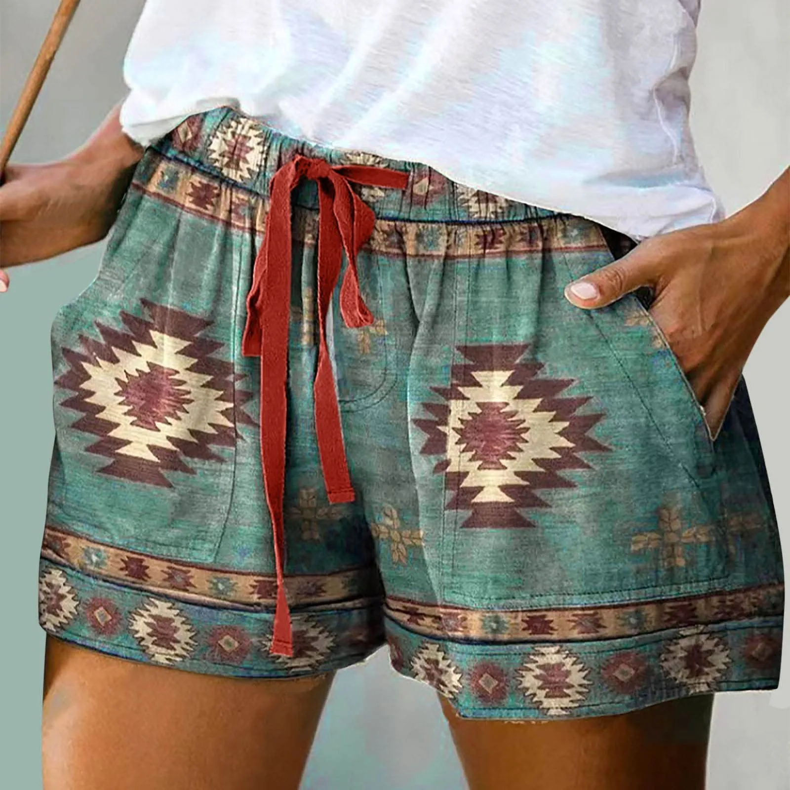 

Sports Shorts Female Loose Shorts Womens Plus Size Comfy Drawstring Casual Elastic Waist Casual Beach Party Shorts шорты