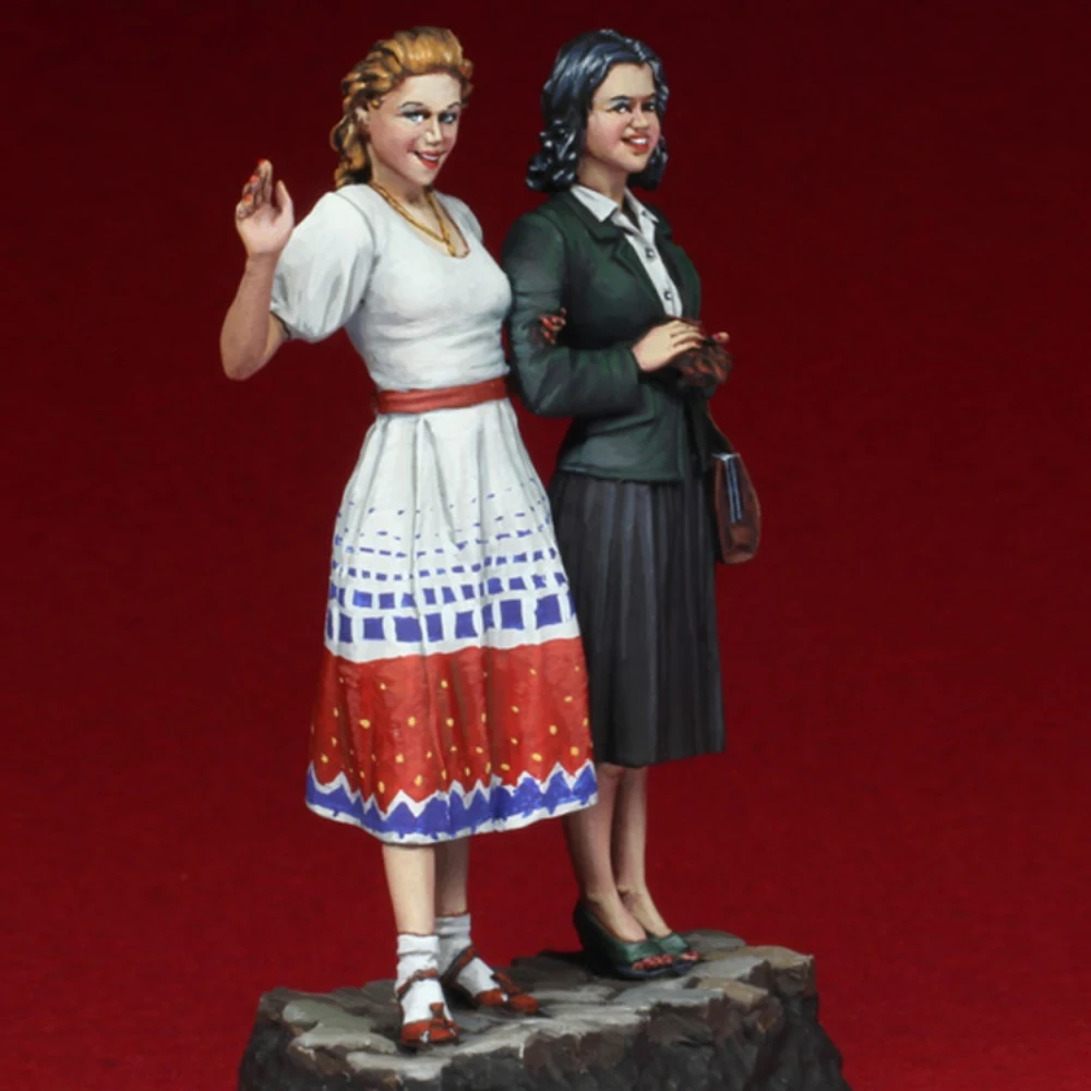 1/35 레진 군인 모델 GK 파리 시민 소녀 조립되지 않은 미도색 DIY 키트 78