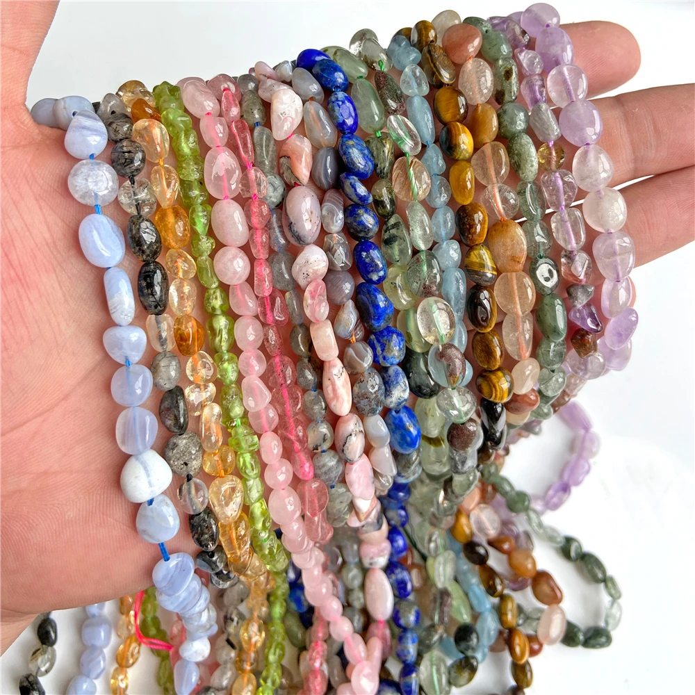 31 Types Irregular Nugget Stone Beads Natural Fluorite Polished Tiny Flat Purple Oval Quartz Beads For DIY Making Jewelry Decor