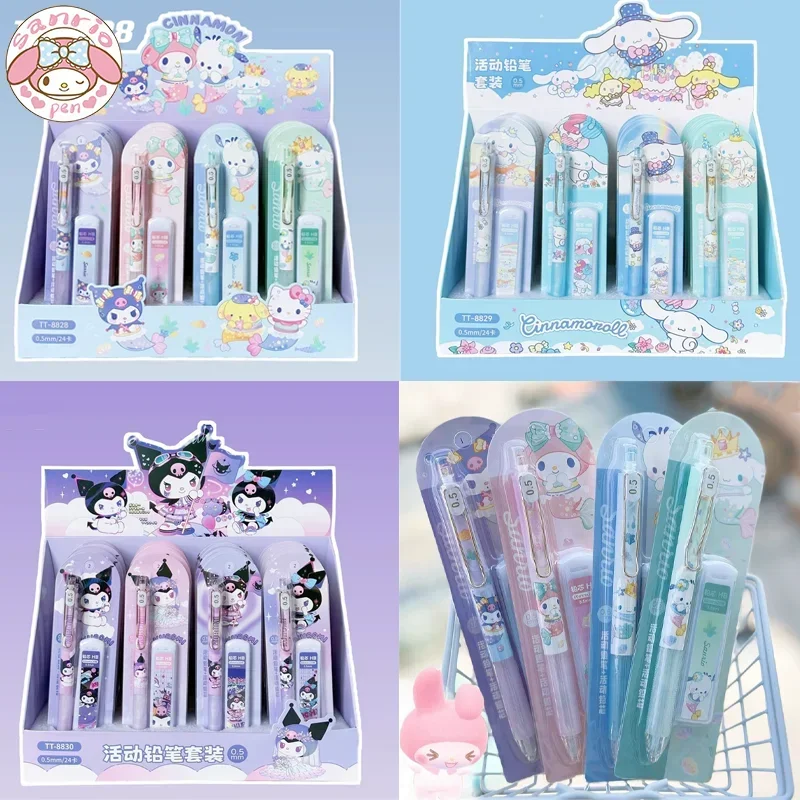 

Новинка Sanrio механический карандаш 24 шт. в комплекте мультяшный карандаш для студентов Hb 0,5 школьные и офисные канцелярские принадлежности для детей писать и рисовать