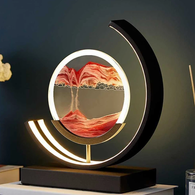 

Flowing Sand Art Light Hourglass LED Light Moving Sand Art Picture 3D Dynamic Quick Sand Lamp Quicksand Painting Table Lamp