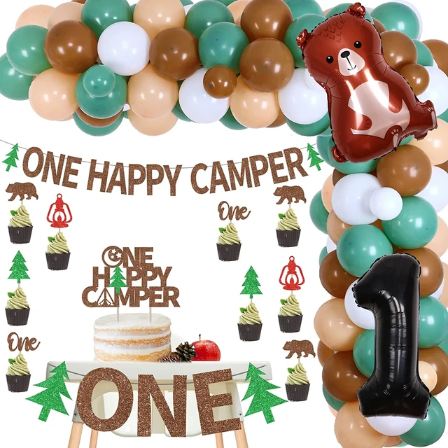 Sursurprise-Kit de guirxiété de ballons de camping, décorations de premier  anniversaire, bannière à paillettes, One Happy Camper - AliExpress