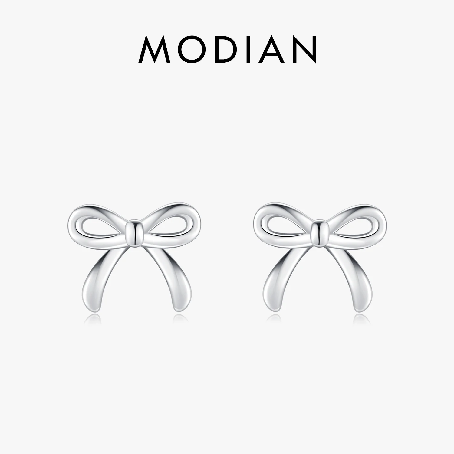 925 Sterling Silver Women's Silver Stud Earrings Cute Simple Exquisite Bowknot Hypoallergenic Fine Jewelry Accessories